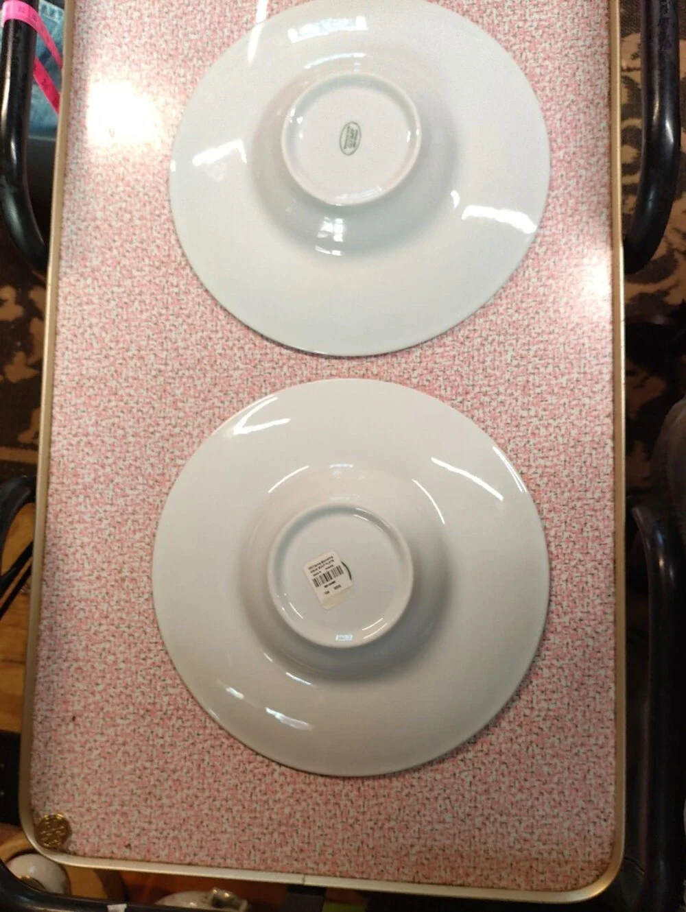 Apilco France Aqua White Hammered Porcelain Wide Rim Soup Pasta Bowls Set of 2
